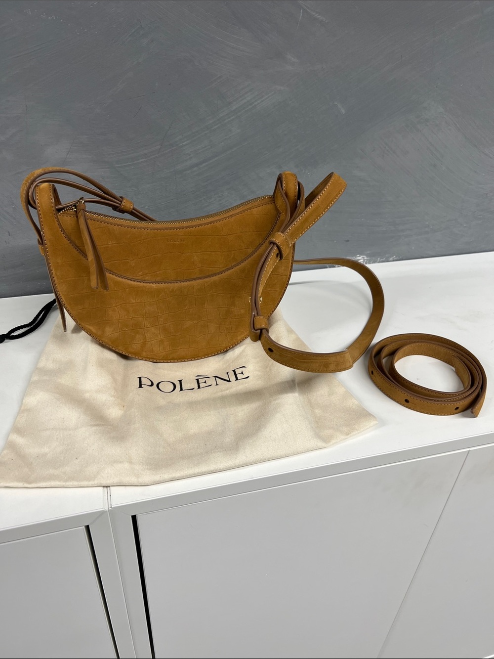 Polène Numero Dix Suede Shoulder Bag